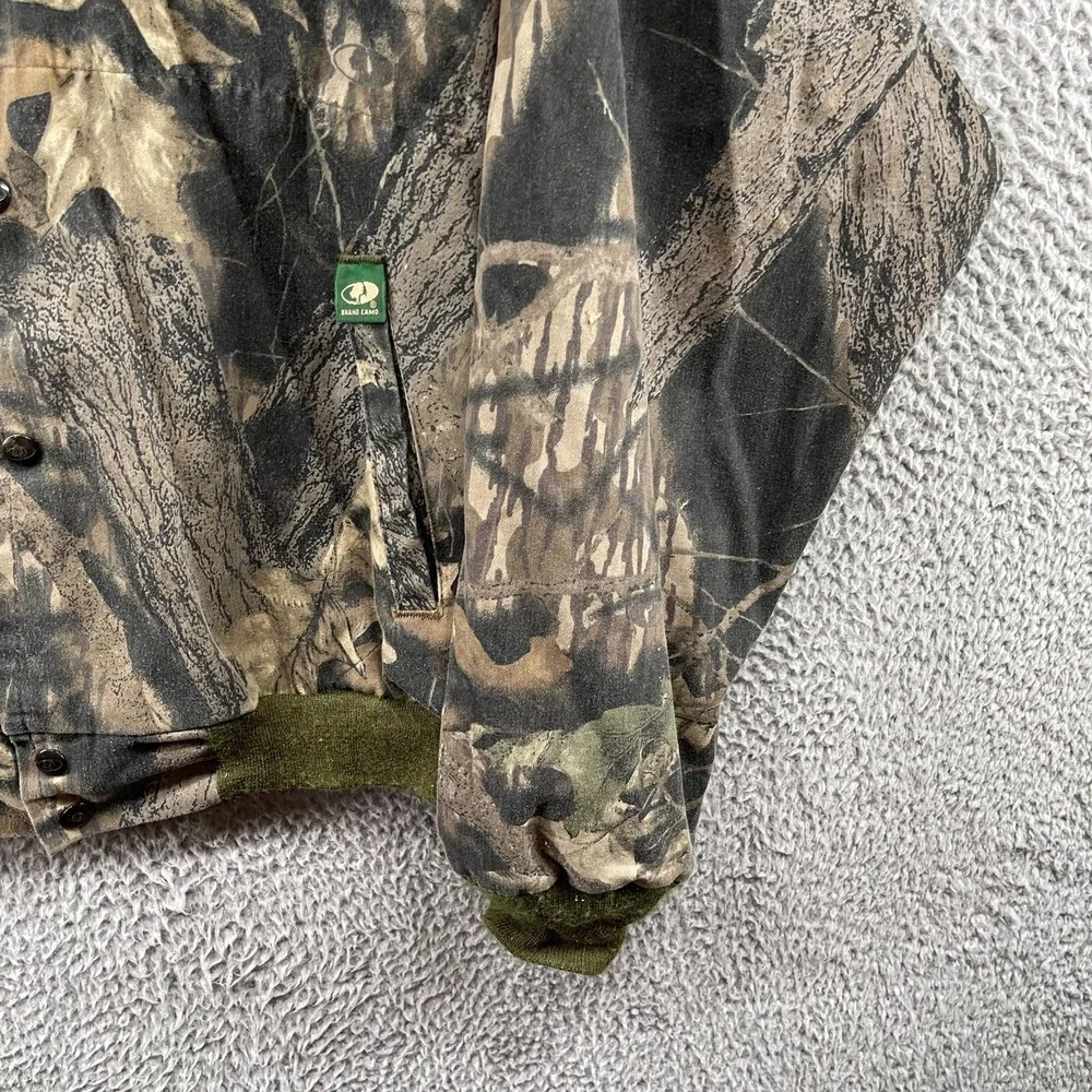 Vintage Mossy Oak Fits Large Hunting Camo Snap Up Jacket Long Sleeve Outdoor USA